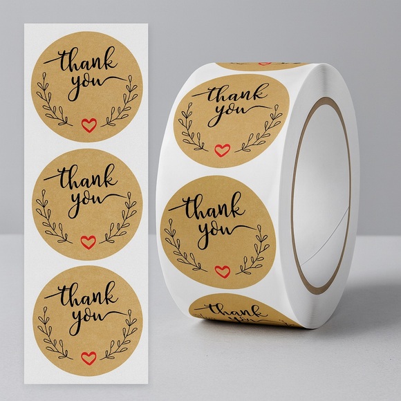 STICKERAFT Other - thank You Self-Adhesive Stickers,  Kraft paper sticker | thank you sticker